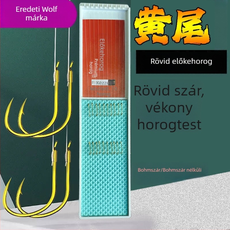 Wolf Clan dupla horogos horgász zsinór rövid előtét-vezetékkel, előre kötött finom horogokkal, tövis nélkül
