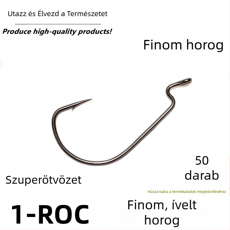1-ROC széles hasú vékony crank horog, puha kukac horog, Luya horog, Texas horgászkészlet folyóhoz, Nr. 2,5