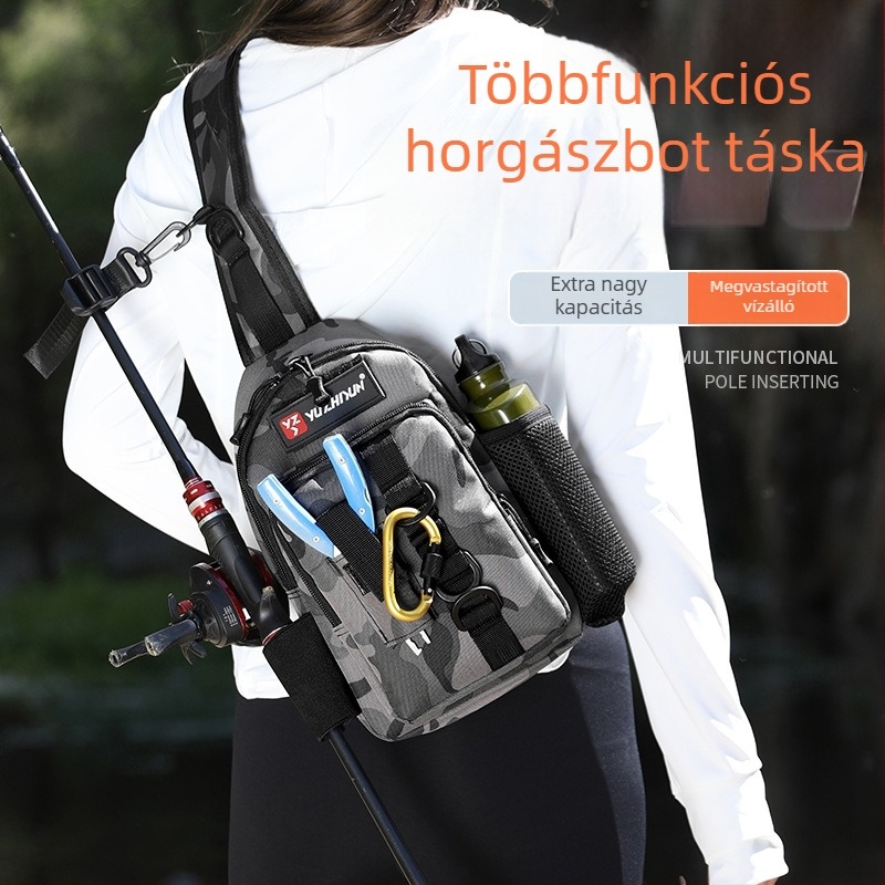 Új csali- és felszerelés táska folyóparti horgászathoz, multifunkcionális horgász táska, egyvállas hátizsák, vízálló és hordozható
