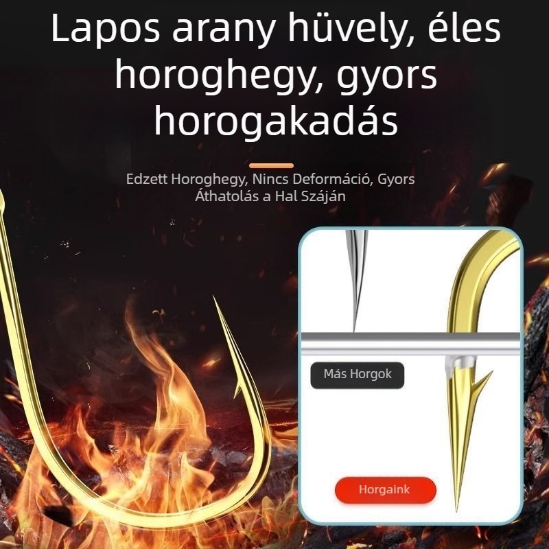 40 darab arany hüvely, rövid damil, kettős horog, kézzel kötve kárász horgászatához