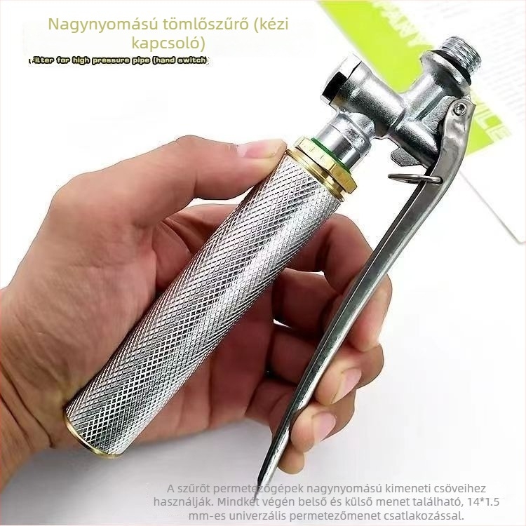 Szántóföldi permetező szűrő karral, fogantyúval és kapcsolóval, nagynyomású pumpához szűrőhálóval, dugulás elleni védelem