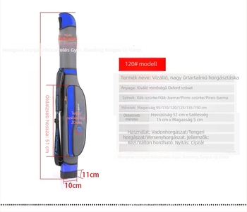 Tengerhorgászbot táska kemény héjjal, egyrétegű, pánttal, méretek: 95 cm, 1,25 m, 1,35 m és 1,5 m