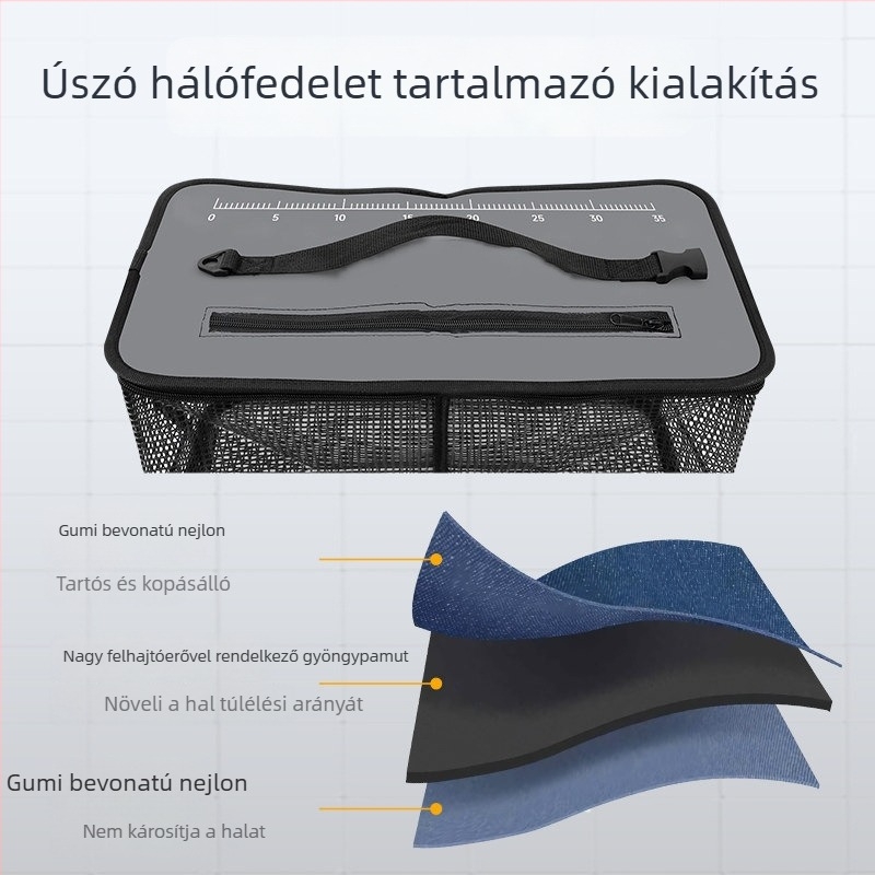 Úszó nylonból készült horgásztáska a hálóhoz, csalis horgászathoz, tengerhez és sziklához, gumírozott bevonattal, gyorsan száradó, hordozható