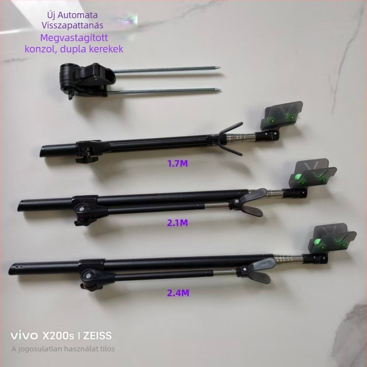 1,7 cm vastag automatikus visszahúzódó horgász doboz/szék tartó, kettős görgőkkel, teleszkópos bot tartó, univerzális talajhoz rögzítő alap 7 részes botokhoz