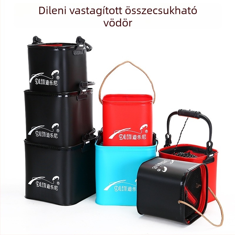 Deloney EVA vastagított összecsukható vízvödör kötéllel – horgászvödör, halas doboz, élőhal-tartó