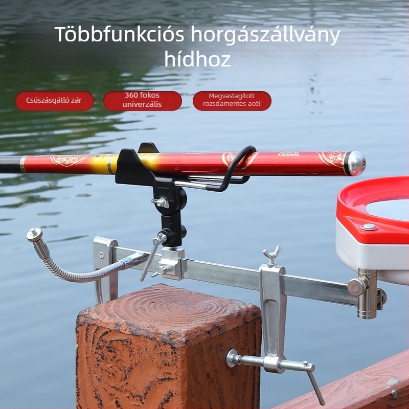 Többfunkciós horgászbot-tartó – összehajtható, fémből készült állvány bárkához, tengerhez és jéghez