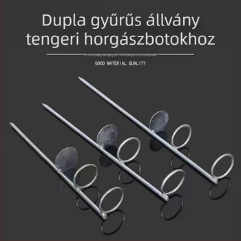 Rozsdamentes acél tengeri bottartó talajba illeszthető rögzítővel és dupla gyűrűs tartóval