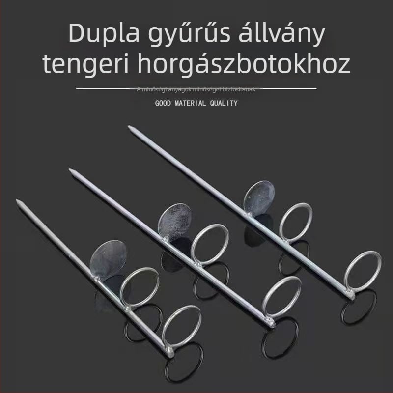 Rozsdamentes acél tengeri bottartó talajba illeszthető rögzítővel és dupla gyűrűs tartóval