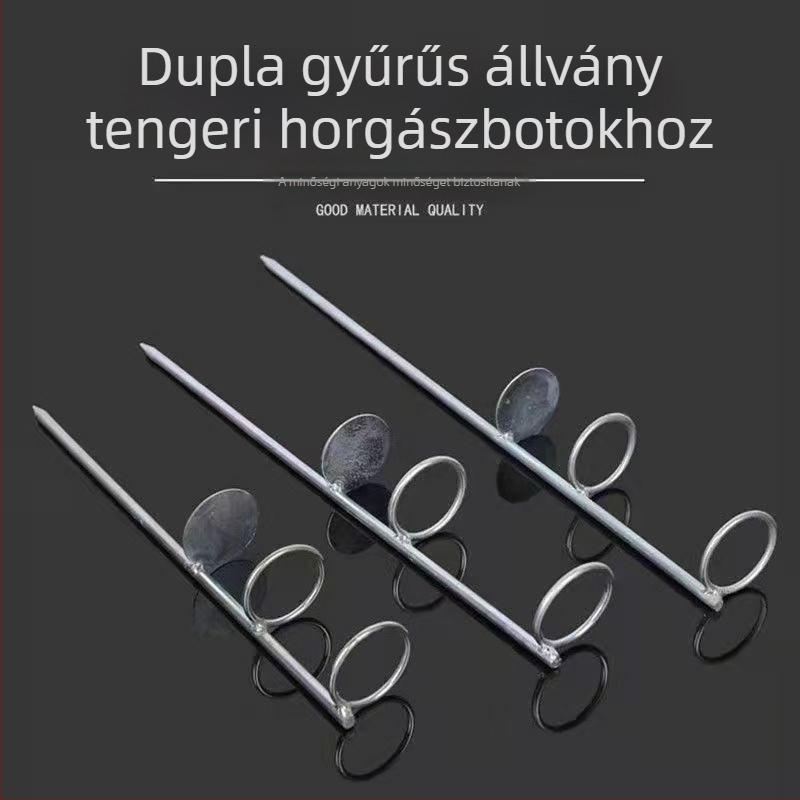Rozsdamentes acél tengeri bottartó talajba illeszthető rögzítővel és dupla gyűrűs tartóval