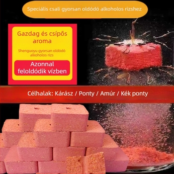 Bor aromájú rizs csalétek kockák, azonnal oldódóak, alacsony hőmérsékleten, vadvízi horgászathoz