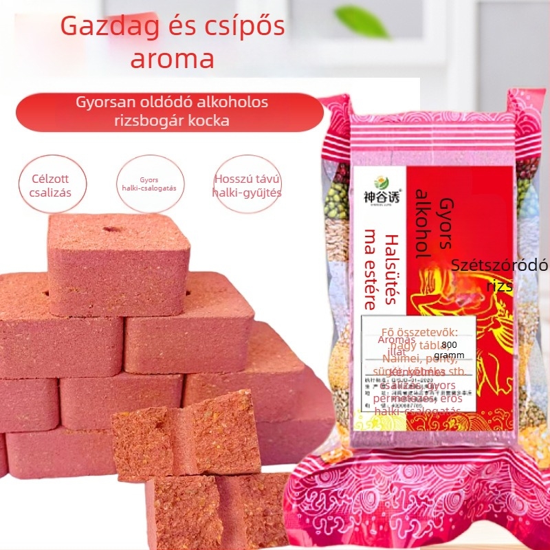 Bor aromájú rizs csalétek kockák, azonnal oldódóak, alacsony hőmérsékleten, vadvízi horgászathoz