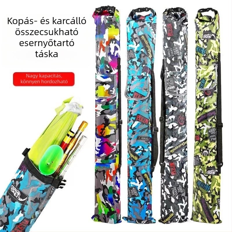 Vastagított horgászbot- és esernyő tároló táska, kopásálló, összecsukható és hordozható
