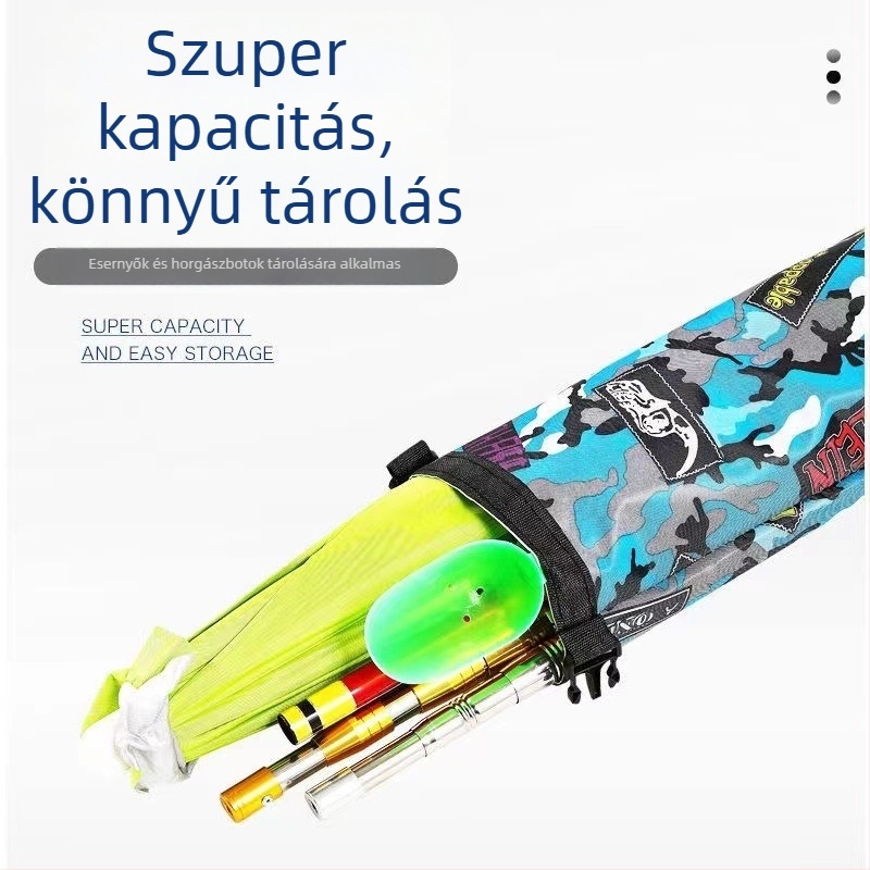 Vastagított horgászbot- és esernyő tároló táska, kopásálló, összecsukható és hordozható