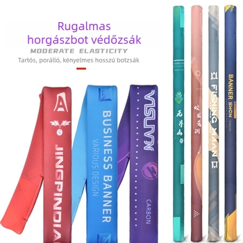 Prémium minőségű, színes nyomtatású elasztikus bottáska, horgászbot védőtok hosszú szekciójú botokhoz, egy bottal egy táska