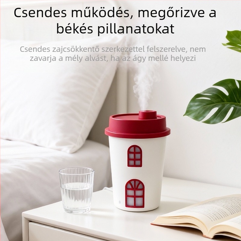 Hordozható, nagy kapacitású tej-tea pohár formájú párásító, újratölthető, autó- és otthoni használatra, egyetlen párásító kimenettel, USB és autós tápegységgel.