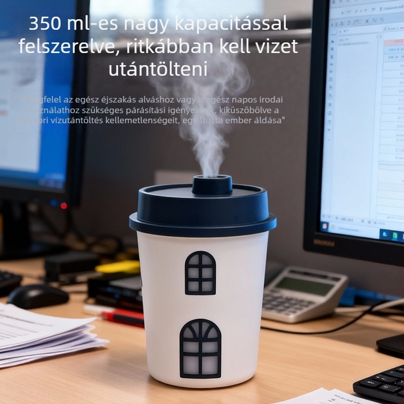 Hordozható, nagy kapacitású tej-tea pohár formájú párásító, újratölthető, autó- és otthoni használatra, egyetlen párásító kimenettel, USB és autós tápegységgel.