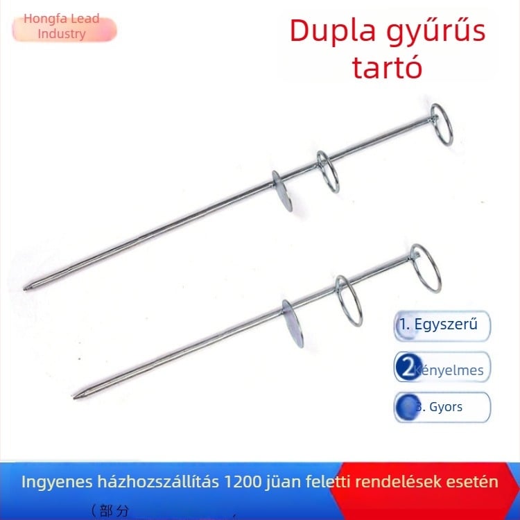 Galvanizált kettős gyűrűs horgászbot-tartó, földbe szúrható, összecsukható, többirányú forgás