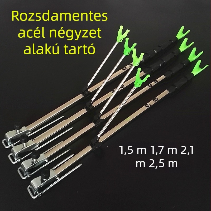 Rozsdamentes acél horgászbot-tartó négyszögletes csővel – kettős használatú állvány