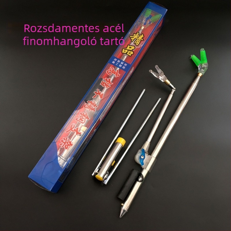 Rozsdamentes acél horgászbot tartó finombeállítással, összecsukható kivitel, többirányú forgás, kettős használat