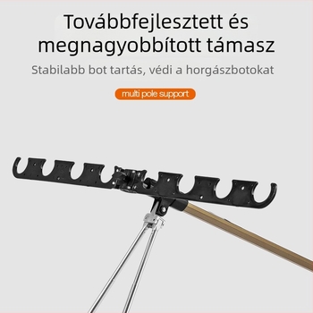 Horgász tripod alumínium ötvözetből, földbe szúrható talppal, szélvédett dupla bottartó, kézi és tengeri használatra