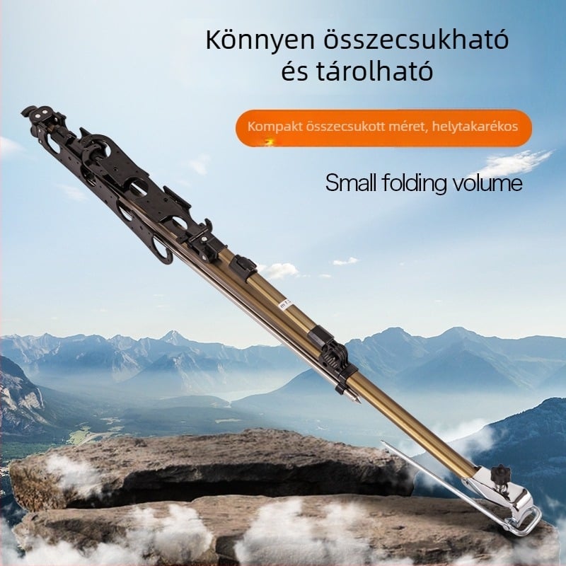 Horgász tripod alumínium ötvözetből, földbe szúrható talppal, szélvédett dupla bottartó, kézi és tengeri használatra