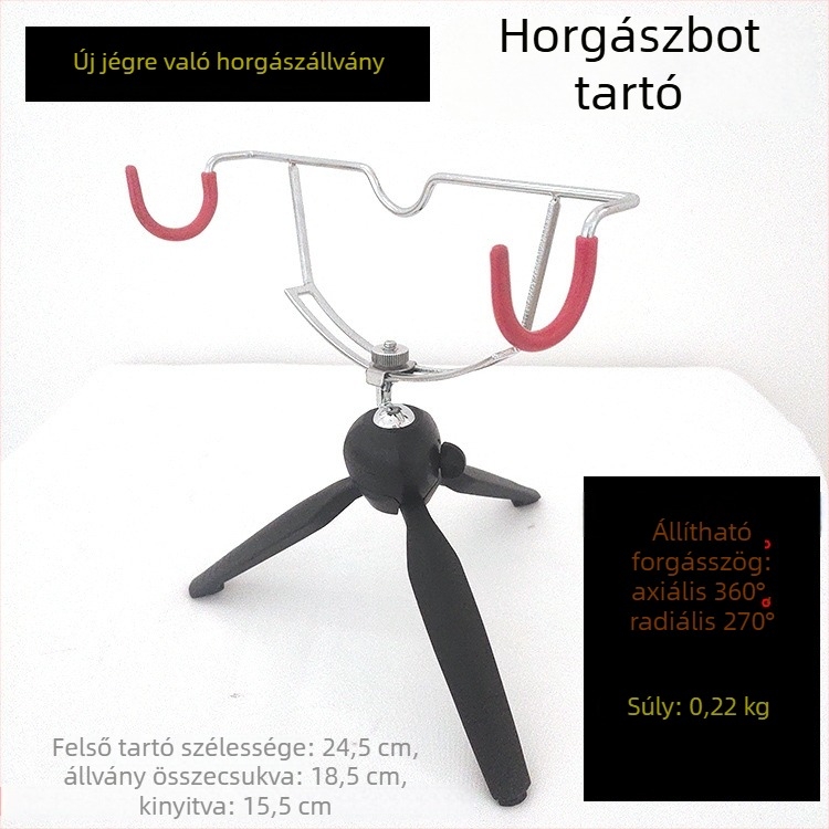 Fénylő jéghorgászbot-tartó, összecsukható háromlábú platformmal több bothoz