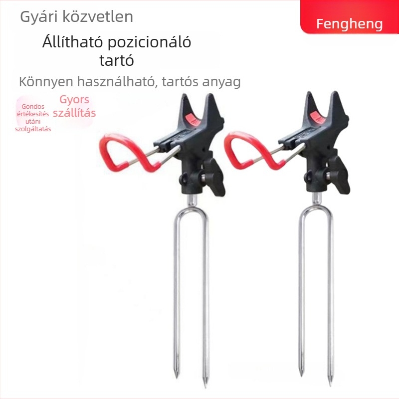 Kültéri horgászbot tartó, fém, kettős használatra, állítható pozicionálással
