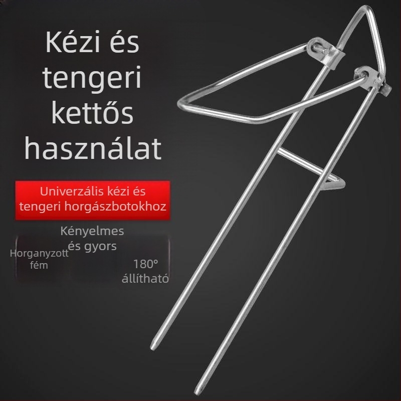 Rozsdamentes acél bottartó tengeri horgászathoz, talppal – kettős használat kézi és tengeri botokhoz