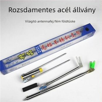 Fém horgászbot-tartó, kettős funkciójú, összecsukható