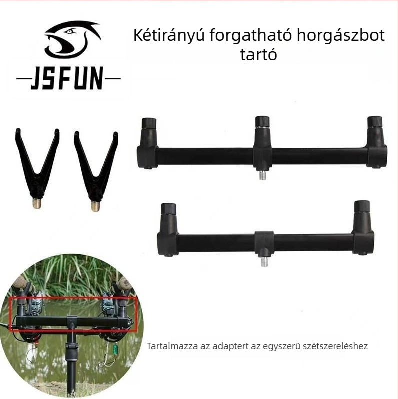 Kétirányban forgó horgászbot-tartó, hordozható, összecsukható