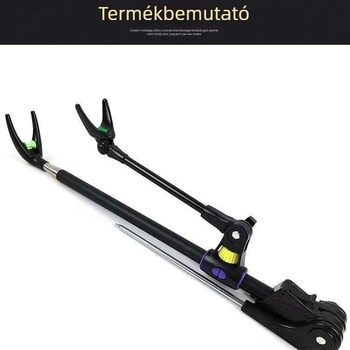 Rozsdamentes acélból készült horgászbot tartó talppal, doboz és szék