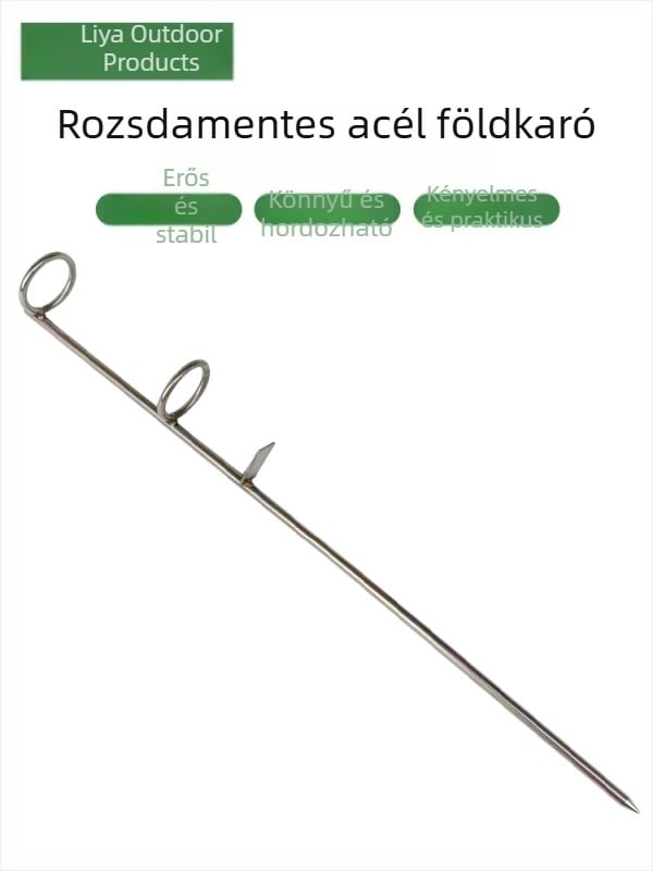 Rozsdamentes acél földbe szúrható horgászbot tartó kettős gyűrűvel