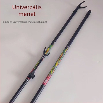Szénszálas horgászbot-tartó, 2,1–2,4 m, kettős használatú a felszerelésdoboz és merítőháló számára, könnyű és merev