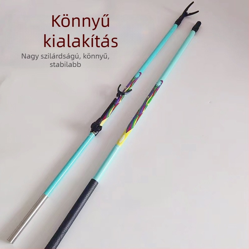 Szénszálas horgászbot-tartó, 2,1–2,4 m, kettős használatú a felszerelésdoboz és merítőháló számára, könnyű és merev