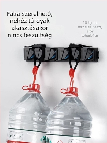 Fali horgászbot kiállító és tároló állvány lyukasztás nélkül, gyorszáras csattok a műcsalikhoz