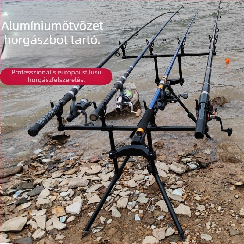 Négylábas, többfejű horgászbot-tartó alumínium ötvözetből, európai stílusú gyors összecsukás, hosszú dobásokhoz