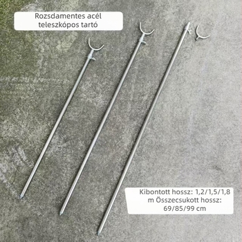 Rozsdamentes acél talajon használható horgászbot tartó, hosszabbítható és teleszkópos, tengeri horgászathoz