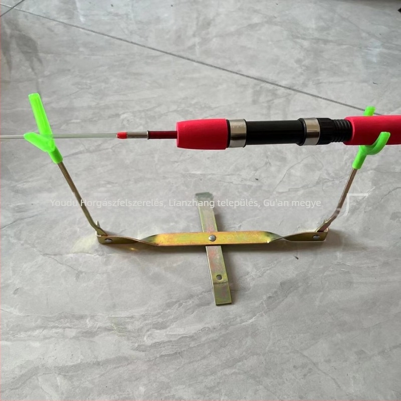 Összecsukható fém kettős fejű tartó jéghorgászathoz