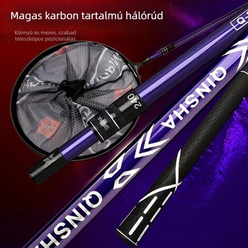 Személyre szabott karbon teleszkópos horgászbot, tartóval és kerettel