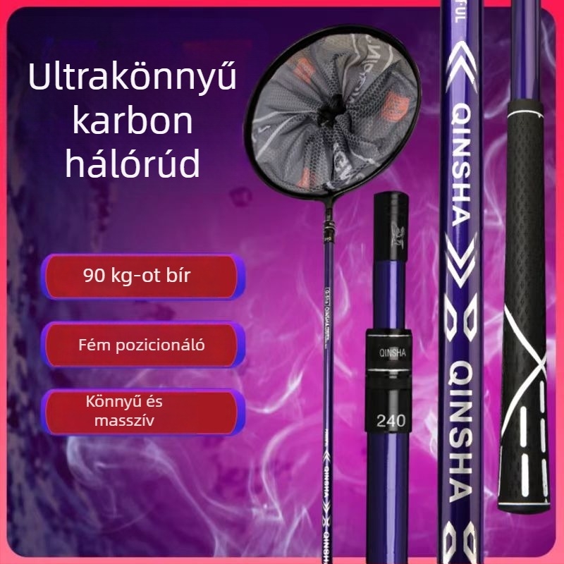 Személyre szabott karbon teleszkópos horgászbot, tartóval és kerettel