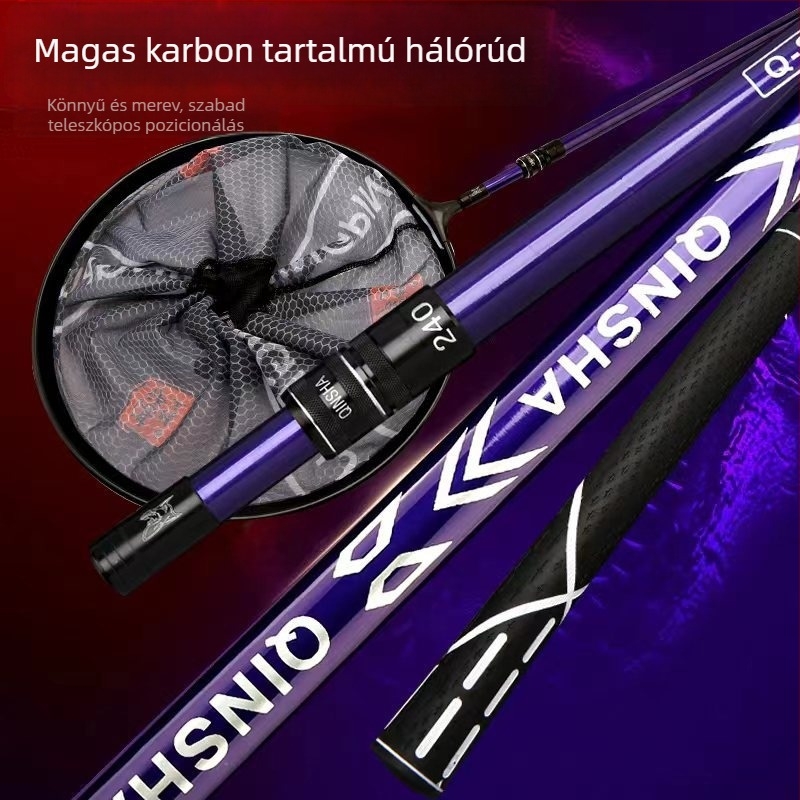 Személyre szabott karbon teleszkópos horgászbot, tartóval és kerettel