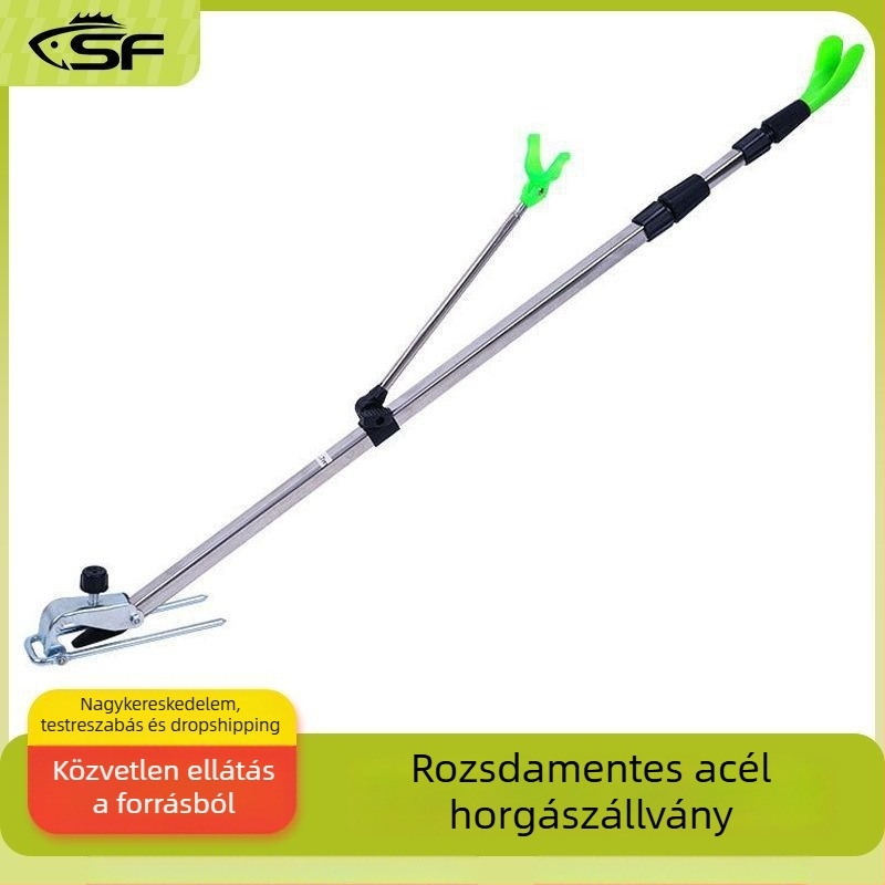 Rozsdamentes acélhorgászbot-tartó toronnyal, földre szerelhető