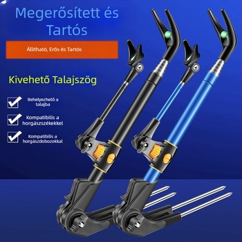 Rozsdamentes acél horgászbot tartó földbe szúrható talppal – multifunkcionális állvány