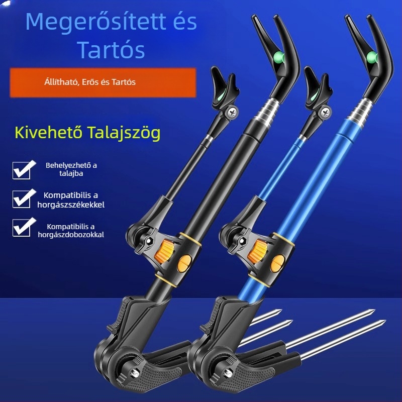 Rozsdamentes acél horgászbot tartó földbe szúrható talppal – multifunkcionális állvány