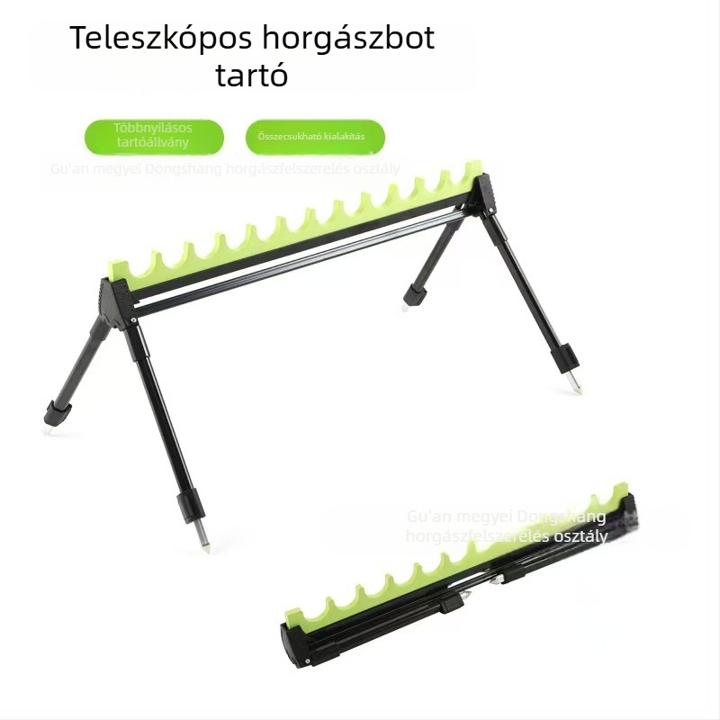 Állítható, 2-szekciós teleszkópos horgászbot tartó cinkötvözetből — földbe dugható állvány több bot számára