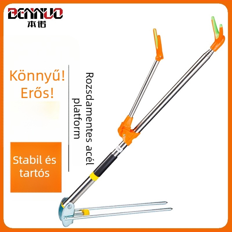 Rozsdamentes acélhorgászbot tartó, torony-stílusú, összecsukható, kétfunkciós