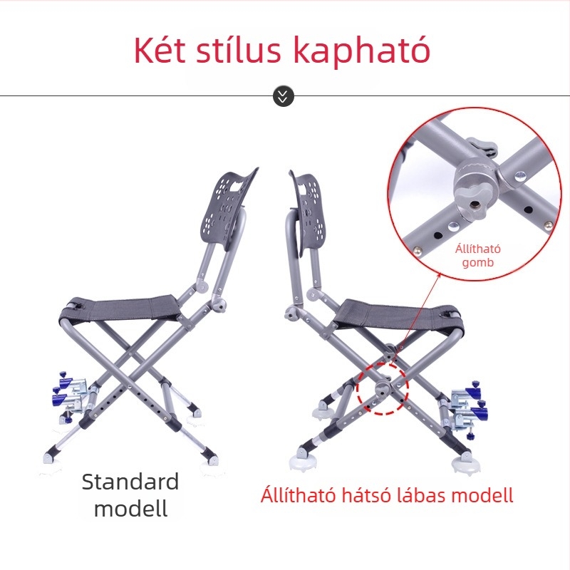 Állítható háttámlás négylábú összecsukható horgász szék alumíniumötvözetből