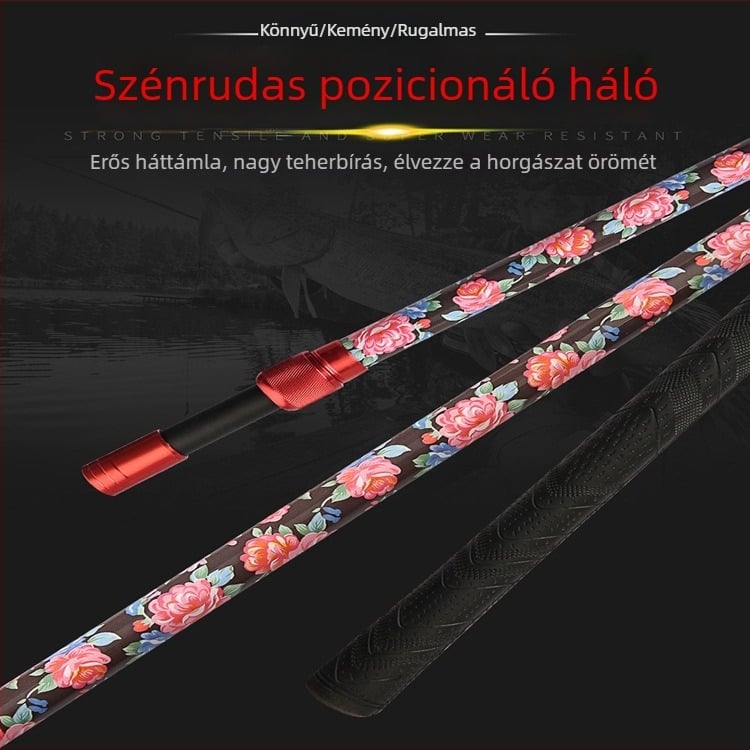 Szénszálas hálóbot horgászathoz, nehéz teherbírású pozicionáló tartóval