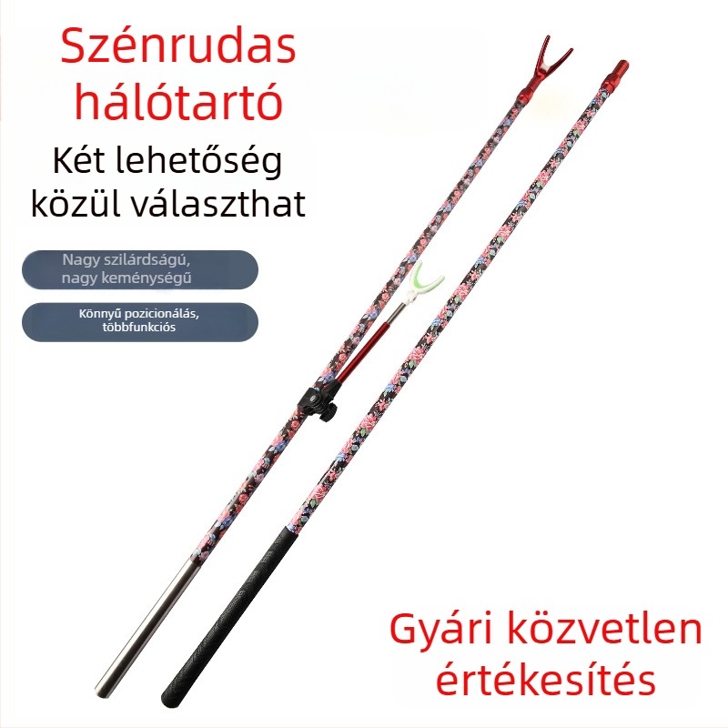 Szénszálas hálóbot horgászathoz, nehéz teherbírású pozicionáló tartóval