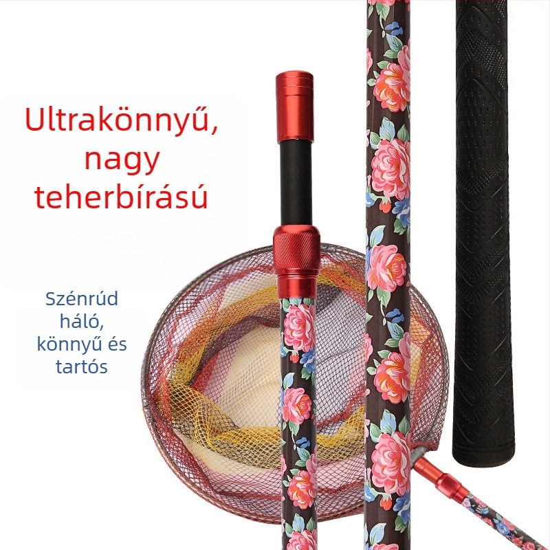 Szénszálas hálóbot horgászathoz, nehéz teherbírású pozicionáló tartóval